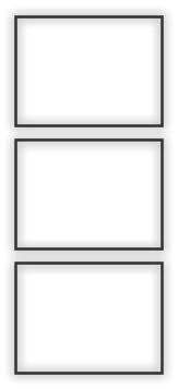 A tall white background contains three empty horizontal rectangles arranged vertically. Each rectangle has a dark-gray outline and a soft shadow. No text or images appear inside the frames.